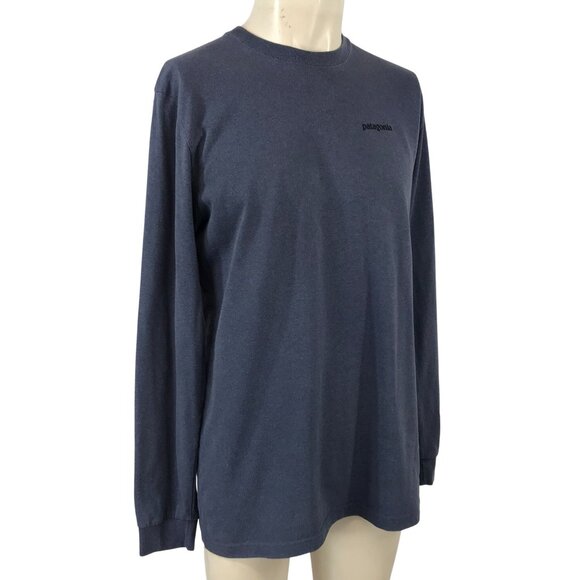PATAGONIA - MEN'S MEDIUM - BLUE CREW NECK COTTON BLEND LONG SLEEVE BUFFALO SHIRT - Picture 1 of 8